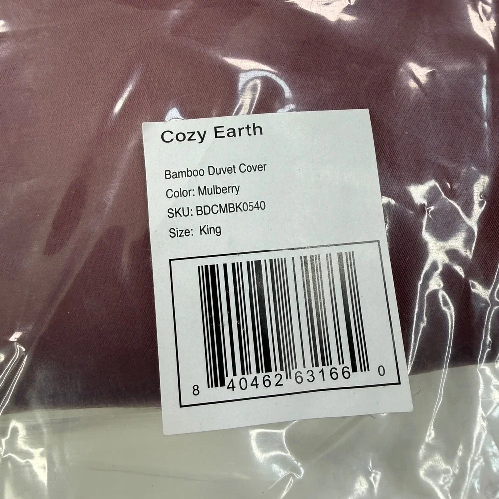 Cozy Earth King Bamboo Duvet Cover Mulberry Burgundy Zipper Close Snaps New